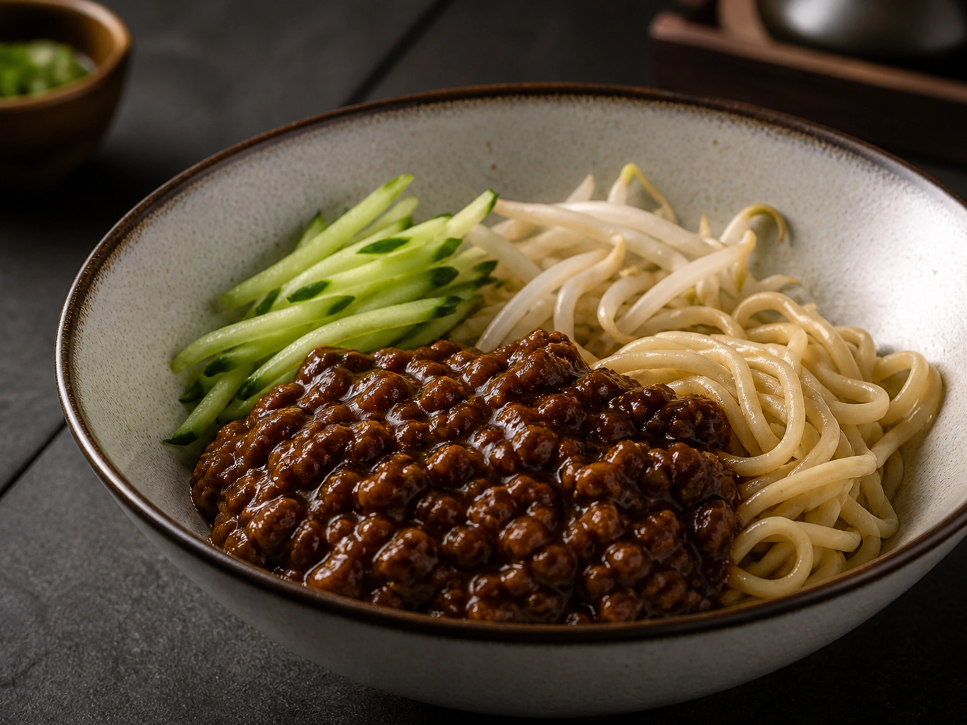 A bowl of zhajiangmian noodles in Beijing