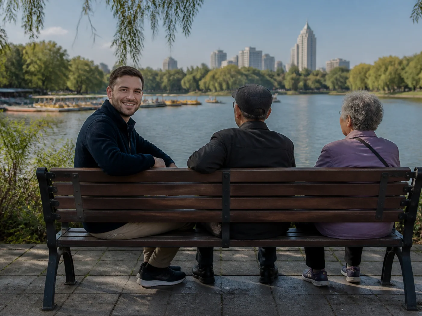 Traveler resting in Changchun park