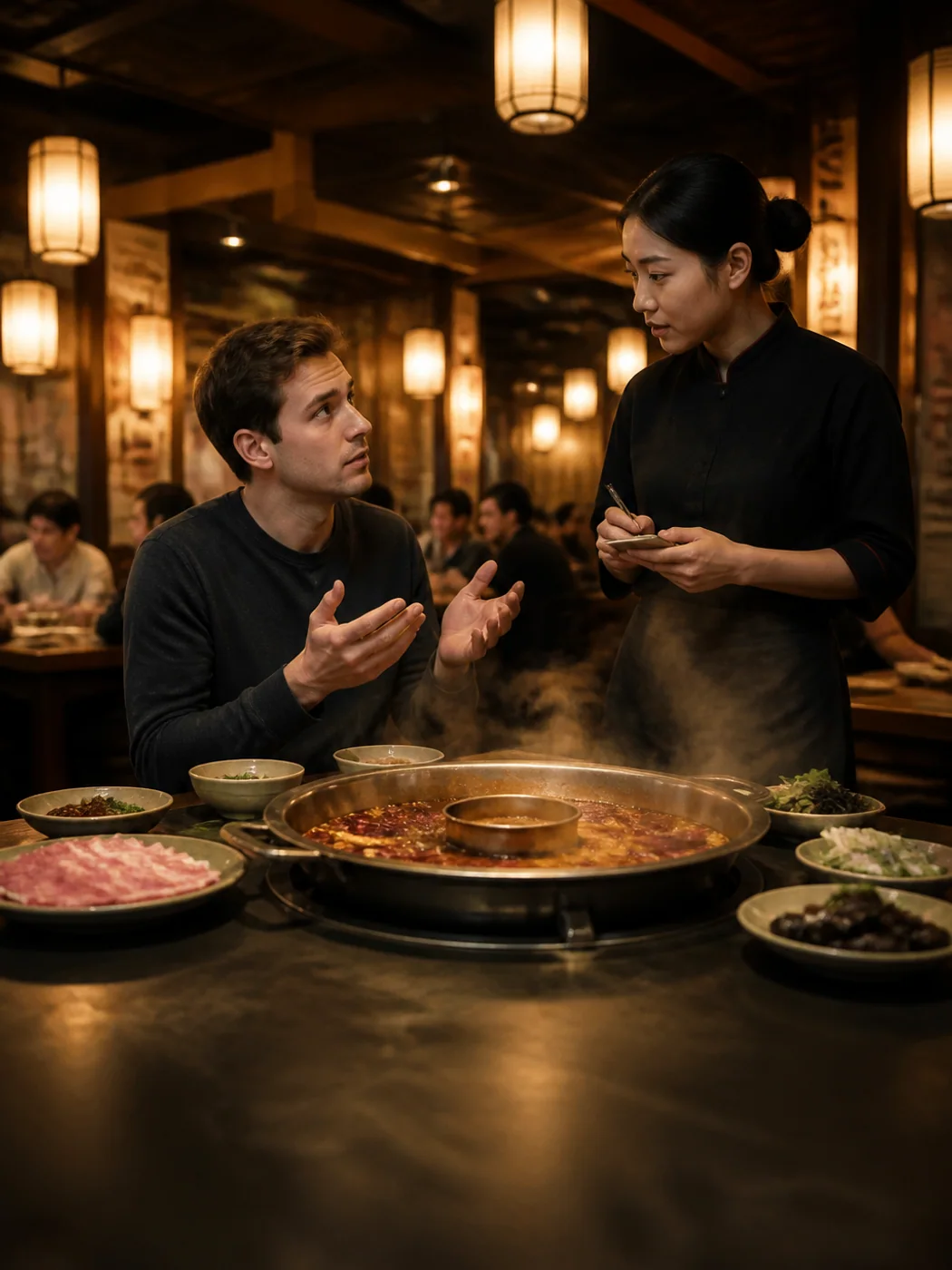 Traveler requesting mild hotpot