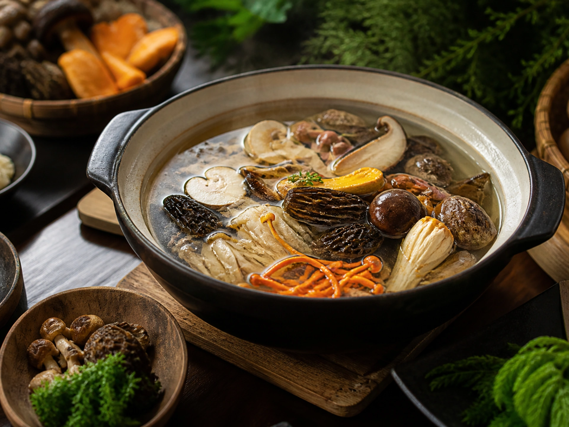 Wild-mushroom hotpot in Kunming