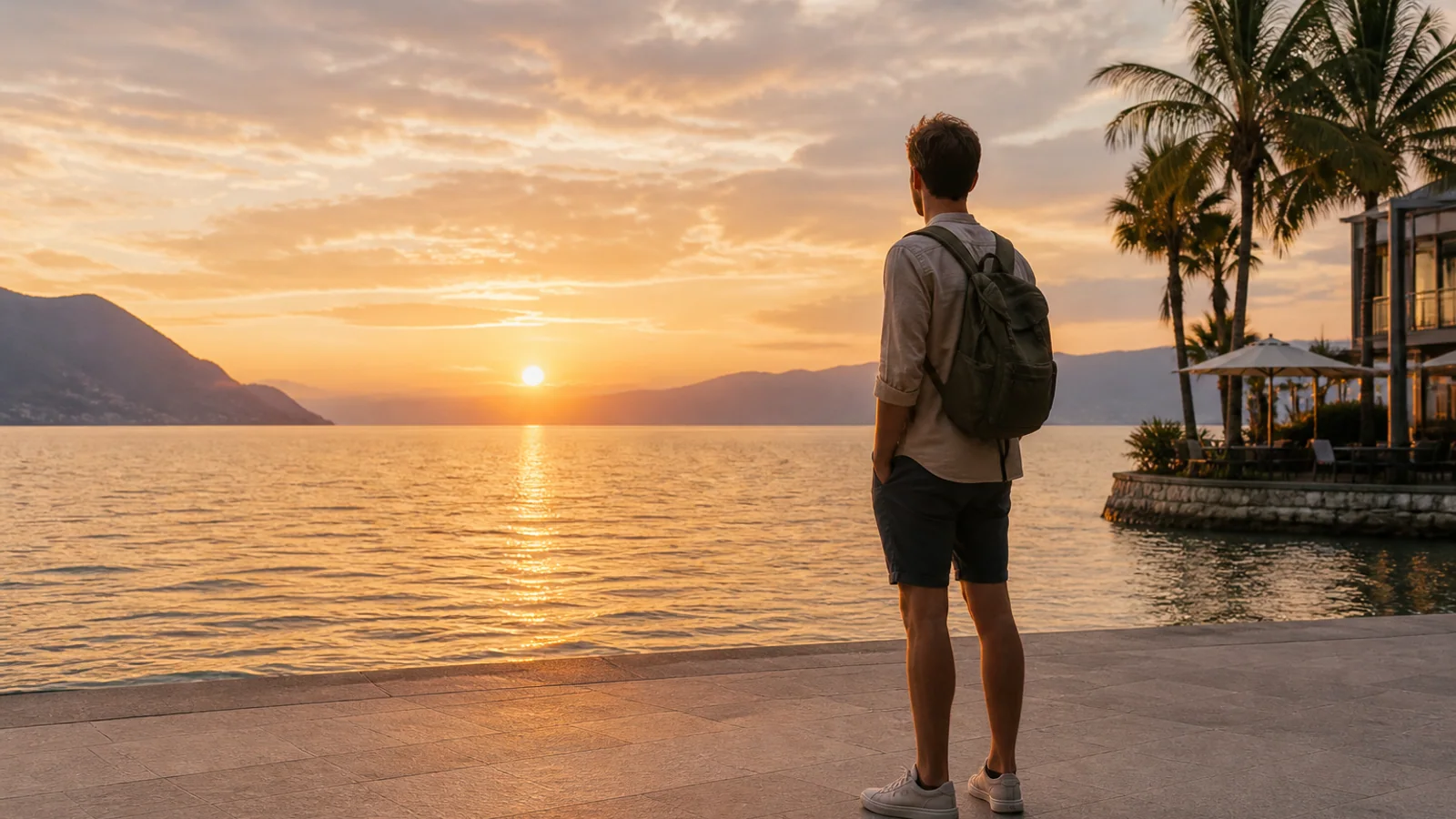 Travelers at Dianchi sunset