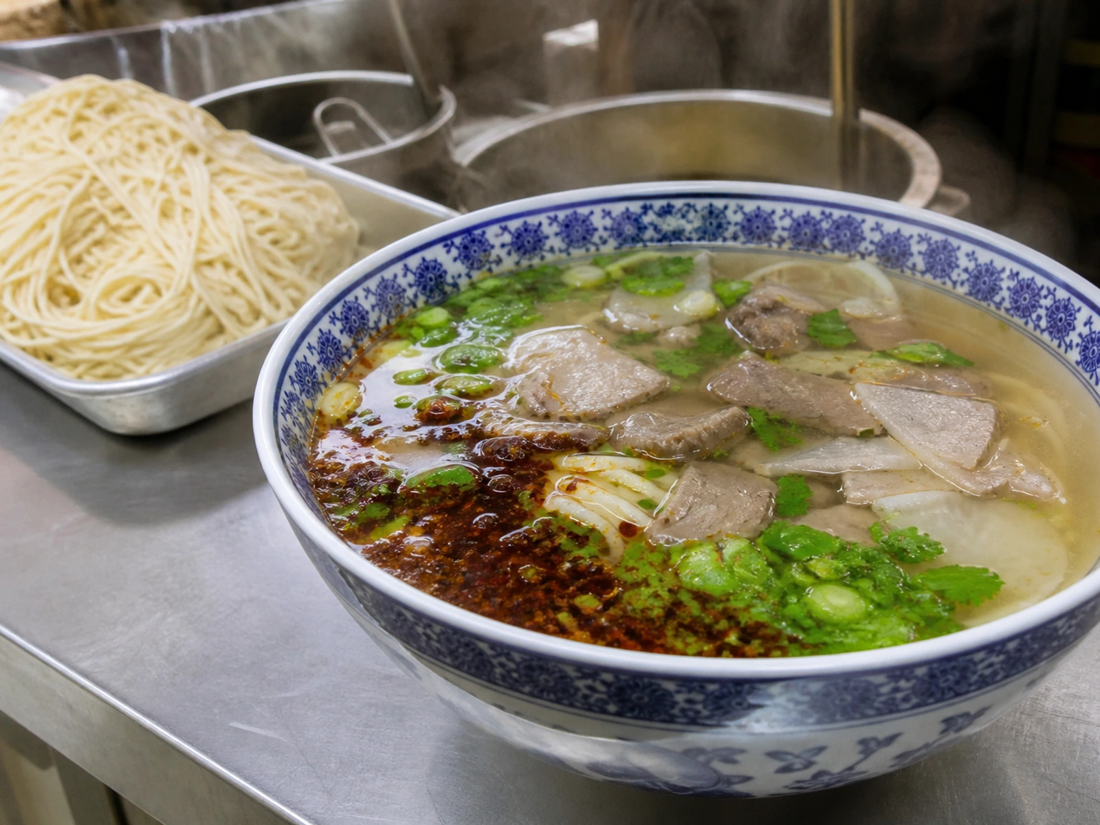 Lanzhou beef noodles in Lanzhou