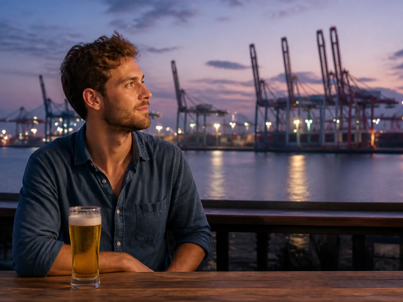 Travelers at Ningbo waterfront bar