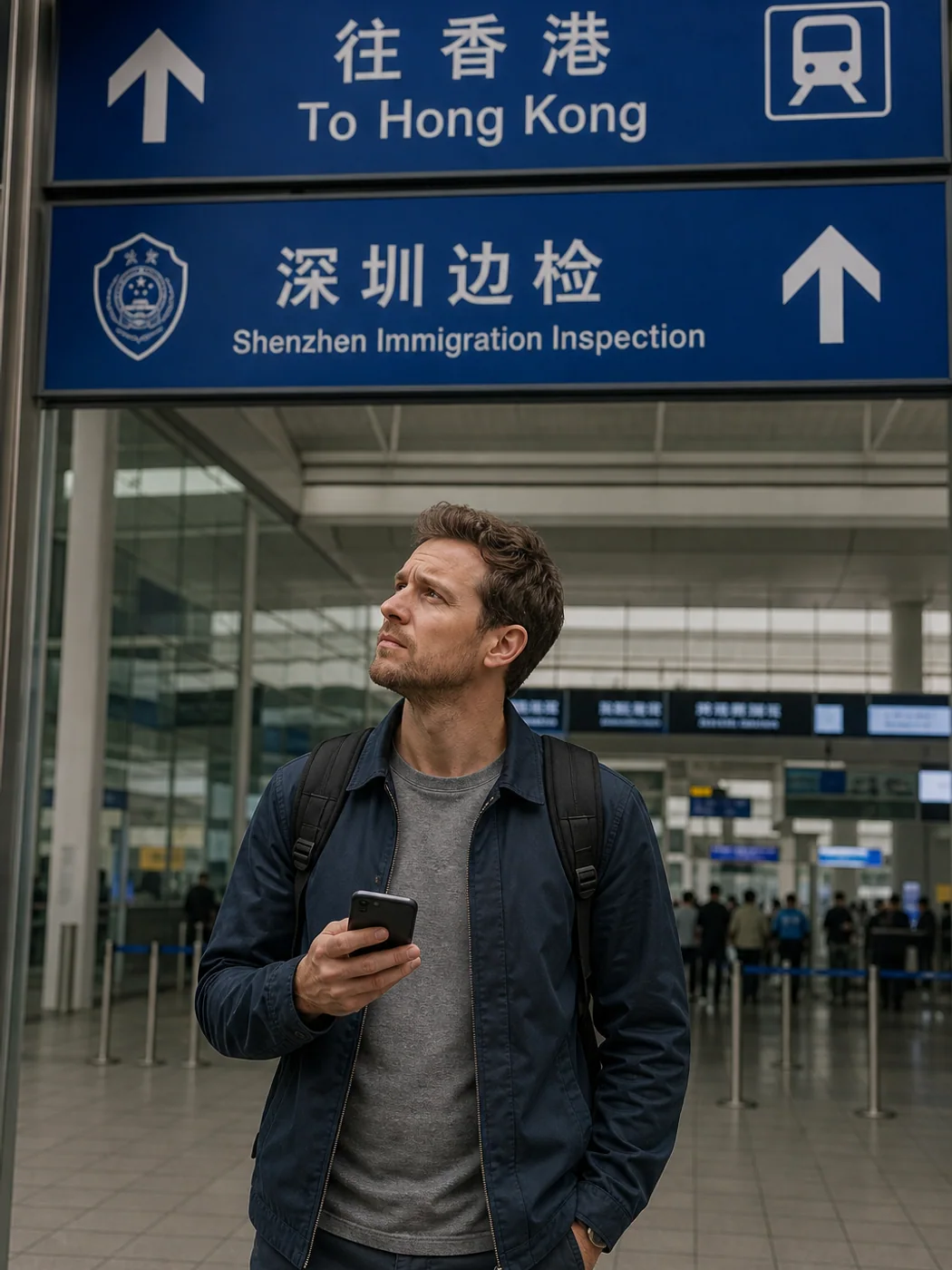 Traveler at border checkpoint