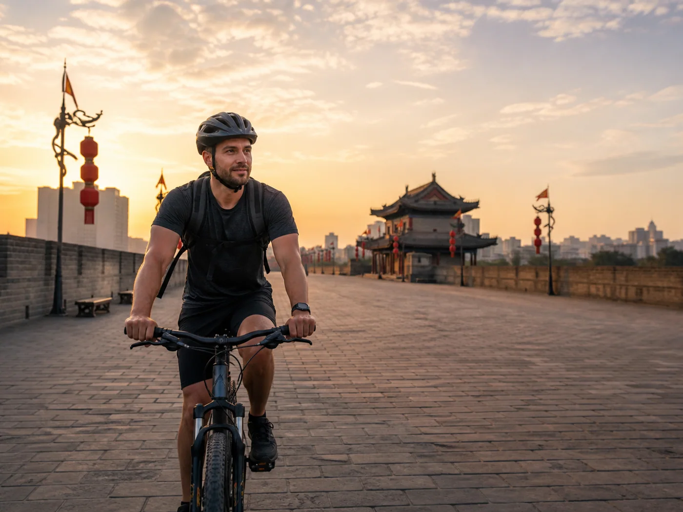 Cyclists on Xi'an wall