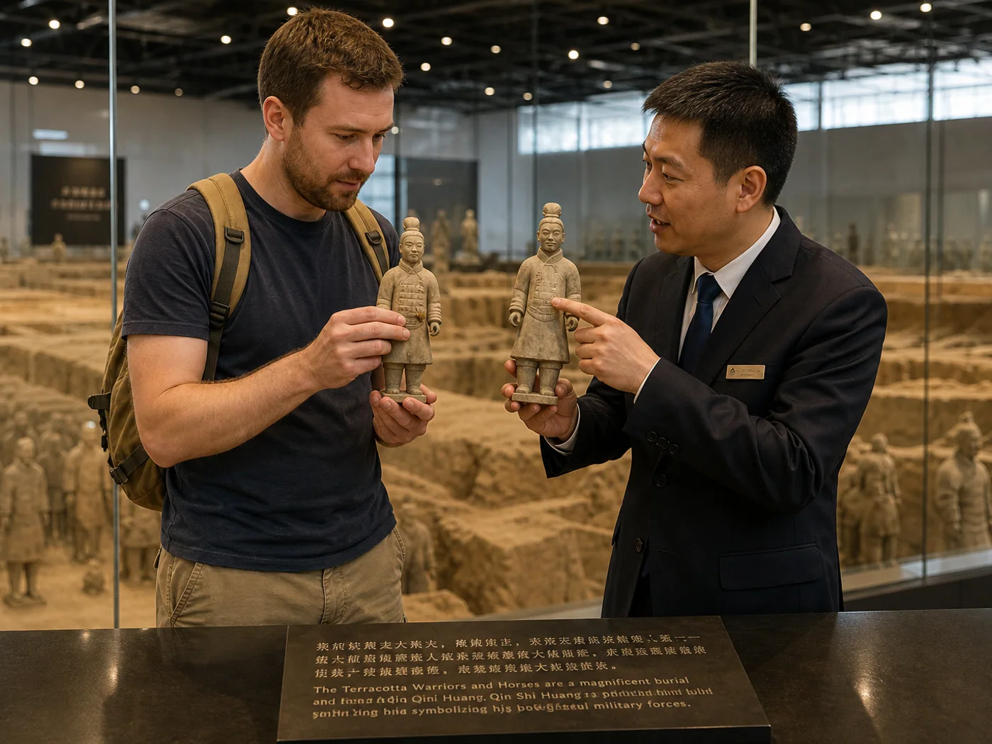 Traveler viewing terracotta figures