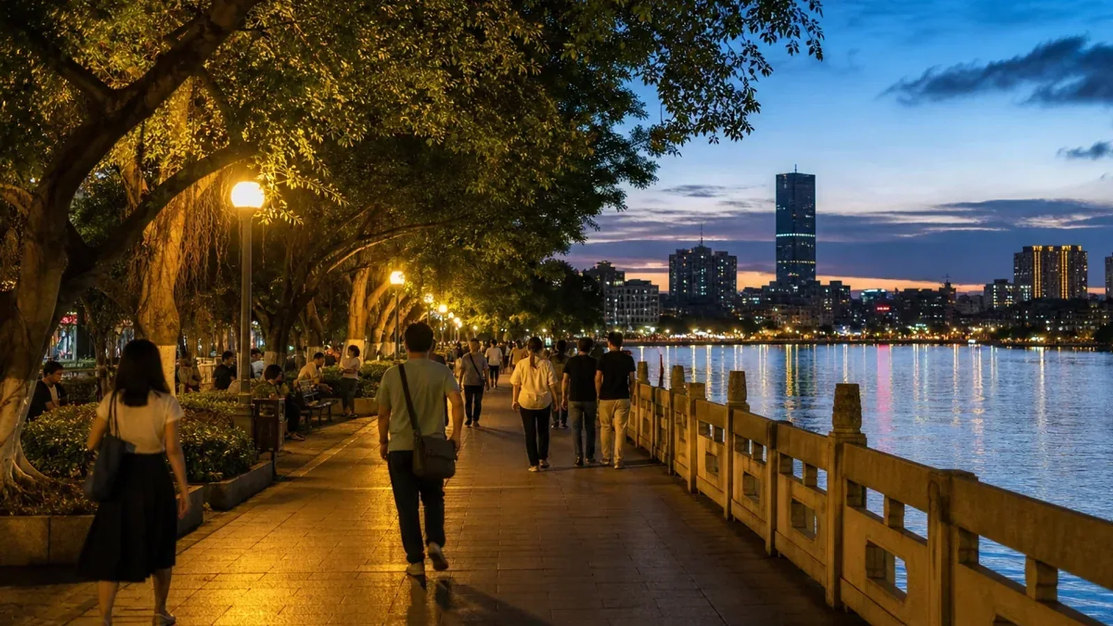 Qijiang Park evenings in Zhongshan