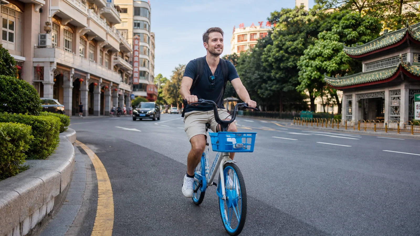 Cyclists between Zhongshan districts